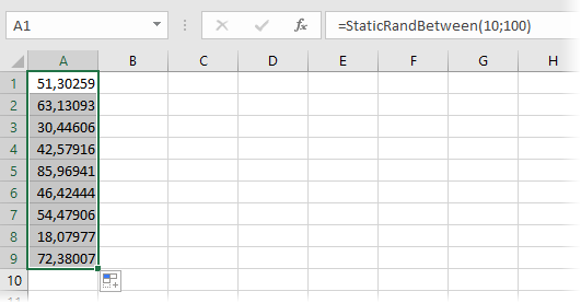 Статическое случайное число в заданном интервале функцией StaticRandBetween