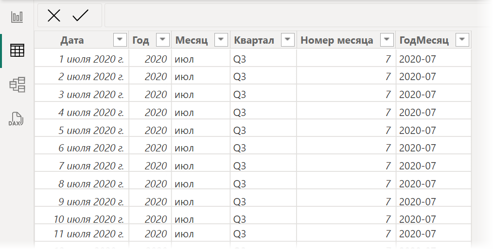 Календарная таблица