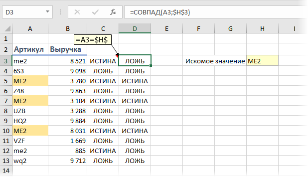 Сравнение с учетом регистра и без