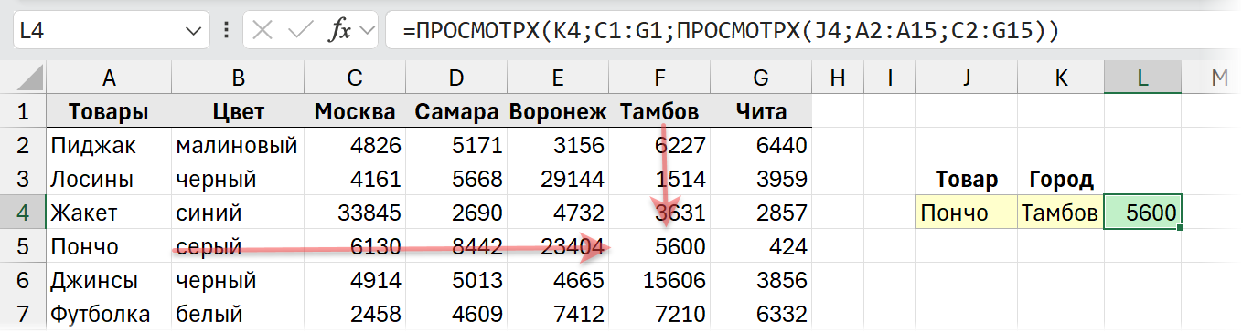 Двумерный поиск по строке и столбцу одновременно