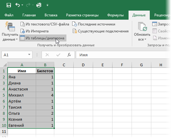 Загрузка данных в Power Query