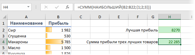 excel найти наименьшее значение в столбце