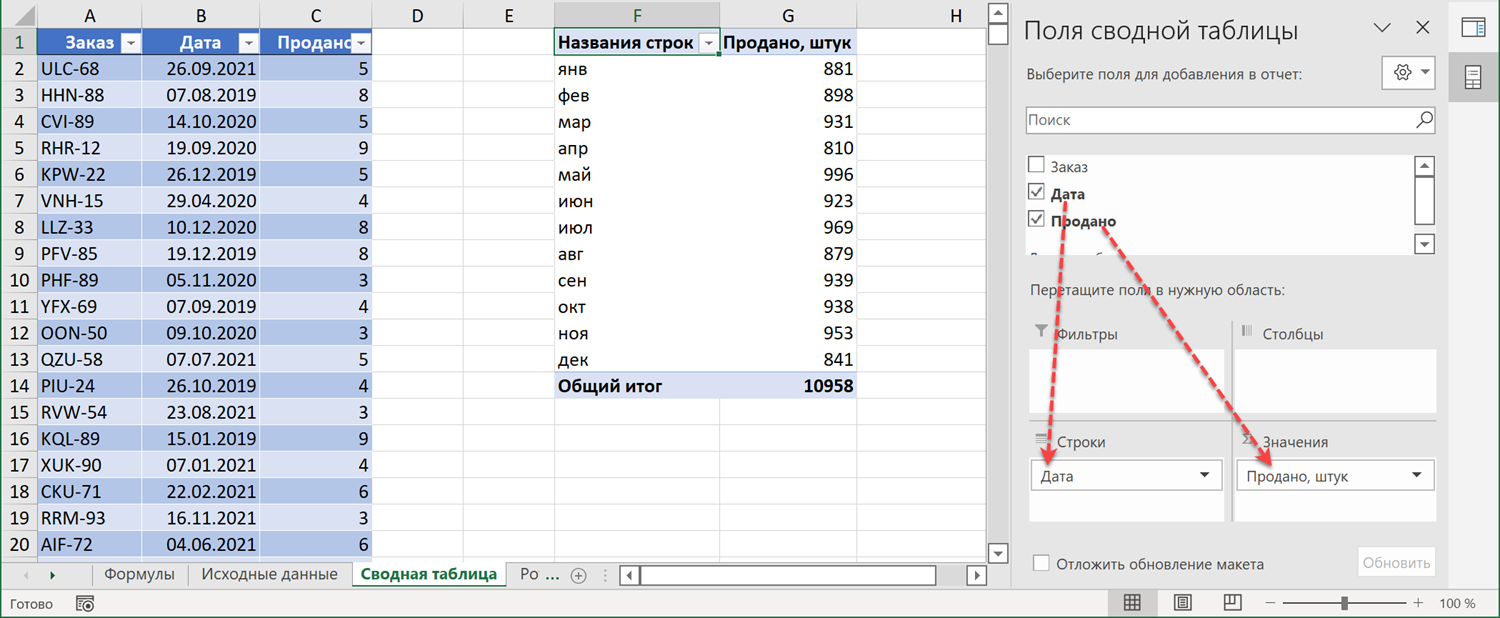 Строим сводную