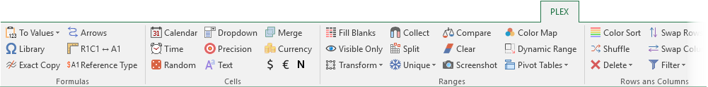 Английская версия надстройки PLEX для Microsoft Excel