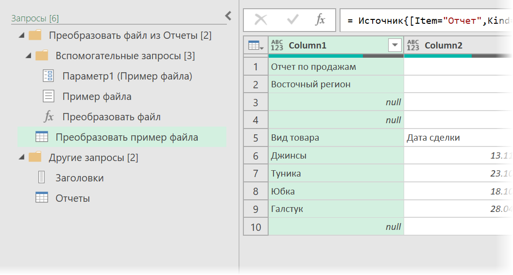 Созданные запросы, функция и параметр