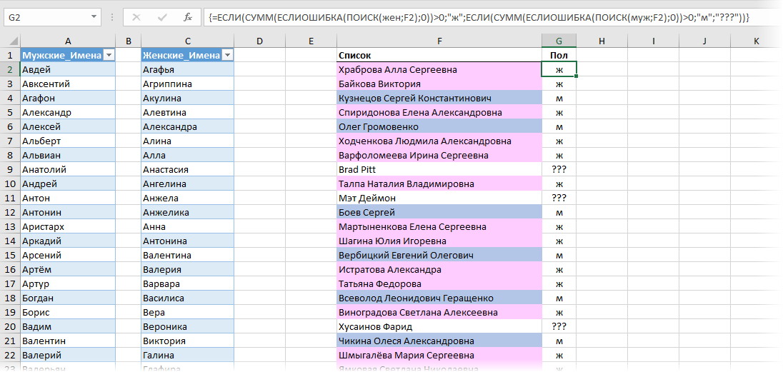 Универсальная формула массива