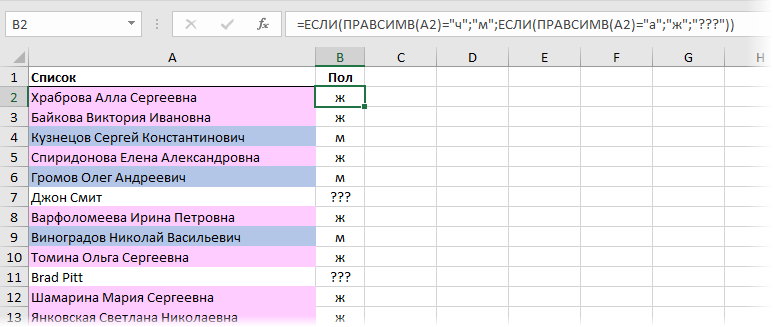 Определение пола по ФИО если есть экспаты